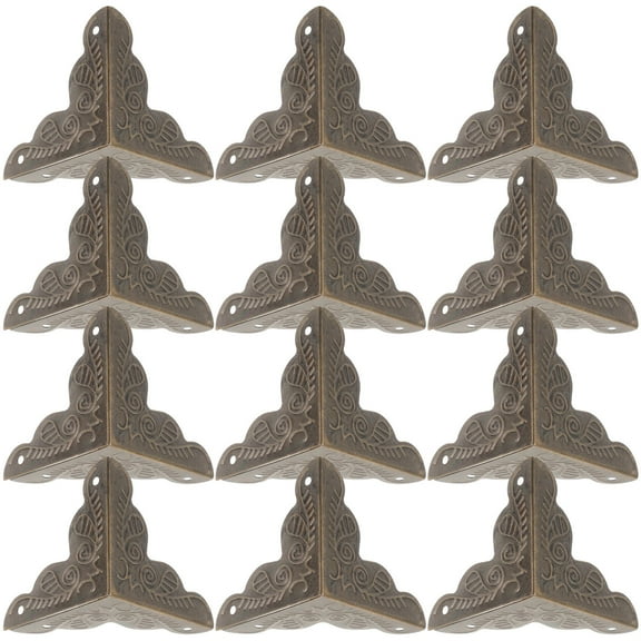 LABSERRON 12Pcs Vintage Metal Corner Guards for Furniture and Cupboard Edge Protection 4.9x3.5x3.5in