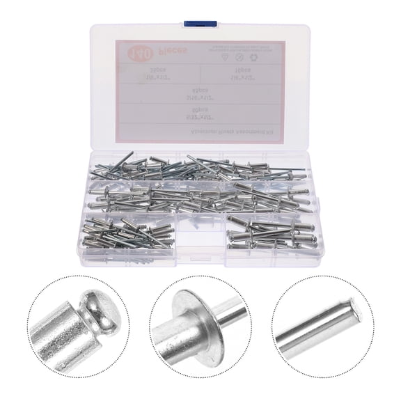 LABSERRON 140pcs Aluminum Rivets for Construction Applications with Round Head