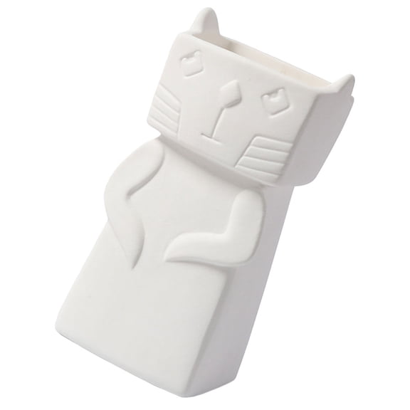 LABSERRON 1PC Simple European Style Ceramic Cat Vase Decor Adornment S White