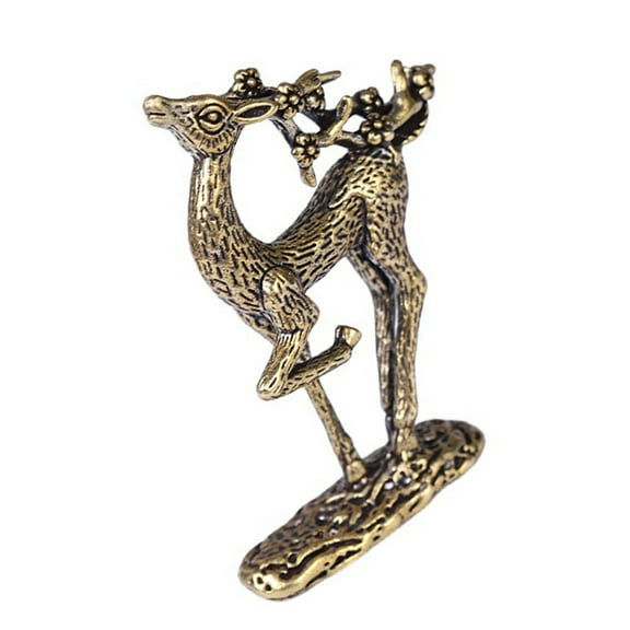 LABSERRON 1PC Small Brass Metal Statue Ornament Deer Home Decor Bronze 6.75x3.78Cm