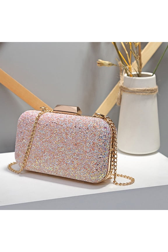 1Pack Bling Handbag Pink Sequin Evening Bag For Women Wedding