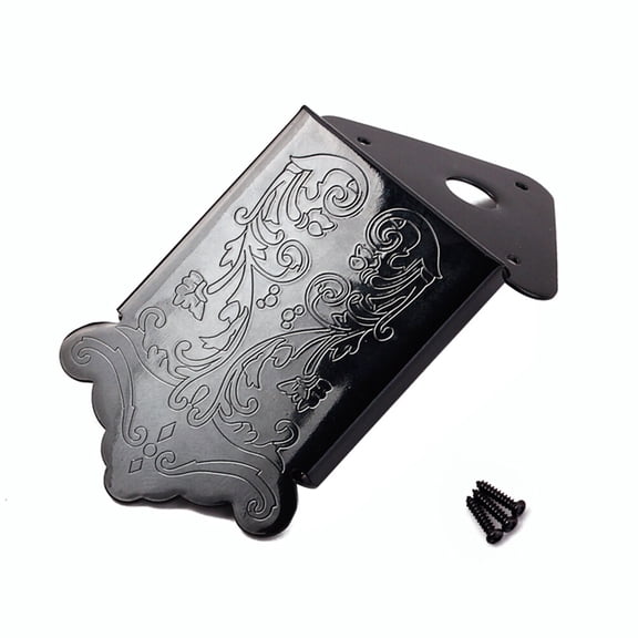 LABSERRON Decorative Black Metal Triangle Tailpiece for Guitar with Screws and Cover