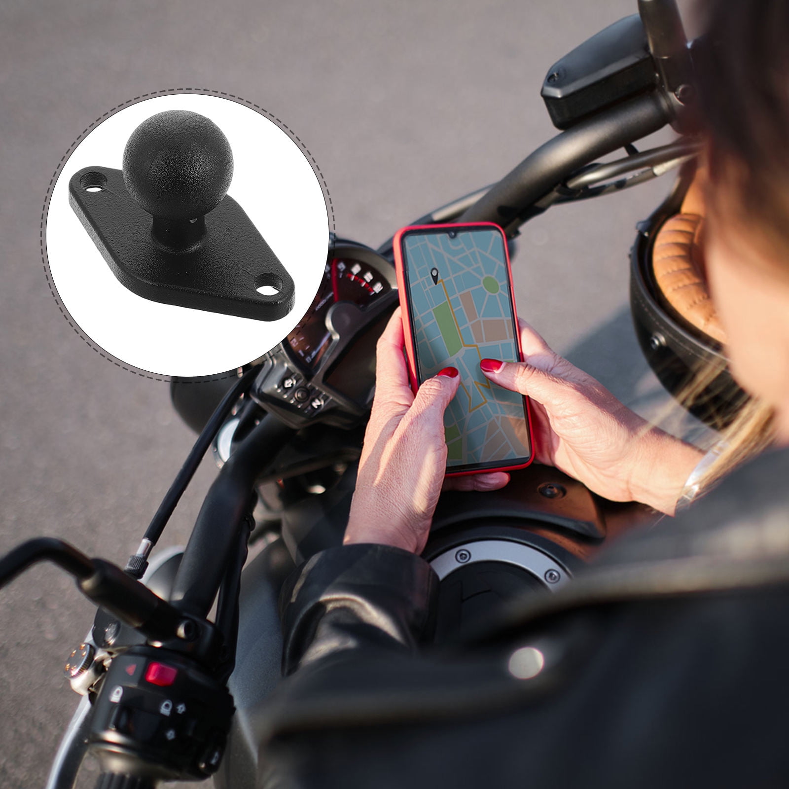 LABSERRON 1Pack Metal Phone Holder Black Stable and Adjustable for Motorcycle Rearview Mirror Extender