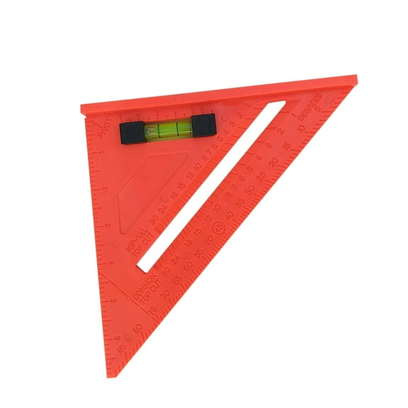 LABSERRON 1Pack Orange Plastic Triangle Ruler for Carpenter Tool with Protractor Miter Framing Square 7 Inch