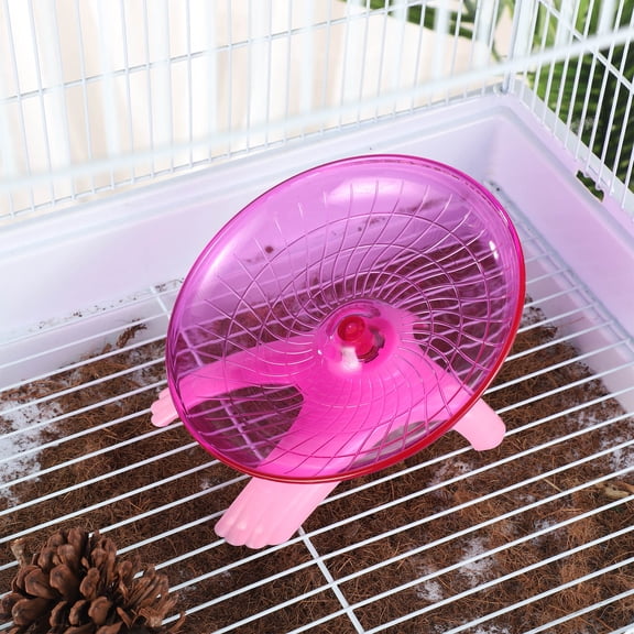LABSERRON 1Pack Pink Hamster Jogging Wheel with Saucer Shape for Quiet Exercise