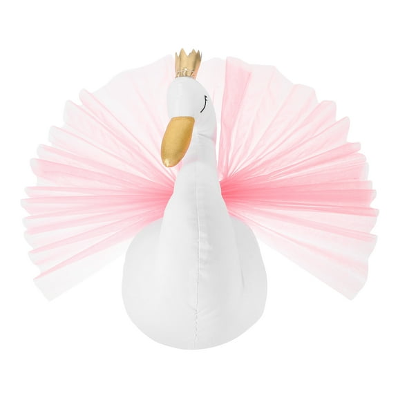 LABSERRON 1Pack Plush Pink Wall Decor Crown Swan Shaped Coat Hook Heavy Duty Wall Mounted Homeowners