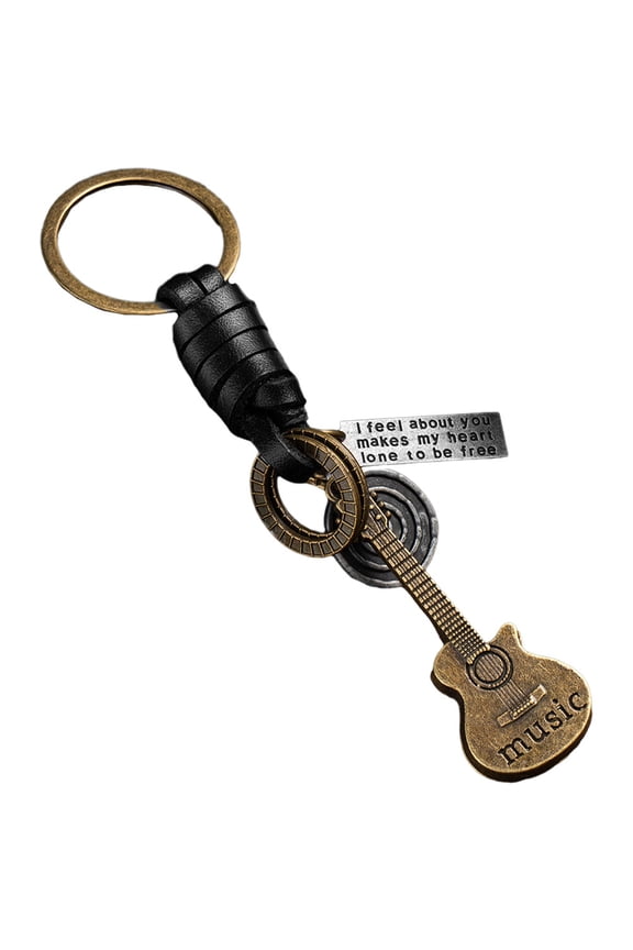 1Pack Purse Keychain Guitar Shape with Zinc Alloy and PU Material
