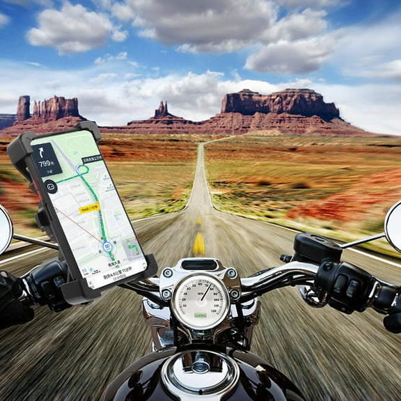 LABSERRON Motorcycle Phone Mount Black Adjustable Shockproof Holder for Bike Handlebars Easy Installation