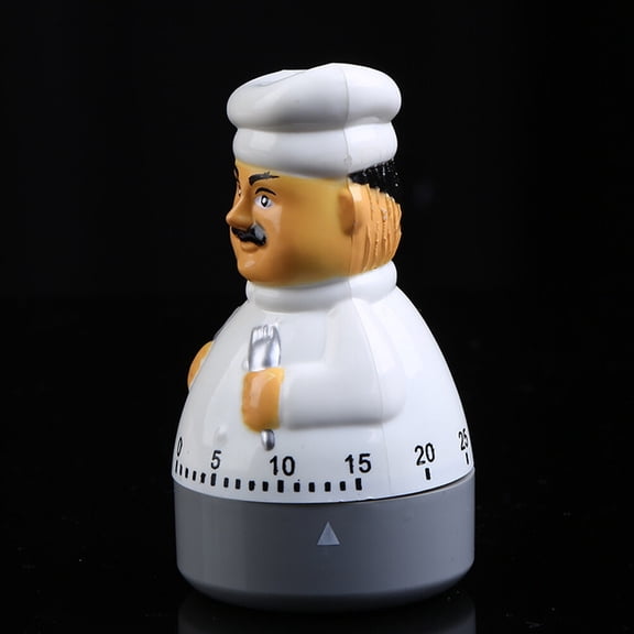 LABSERRON 1Pack Timer Cartoon Chef Shape Cooking Reminder Time Management White PP 10.2x4x2.2in