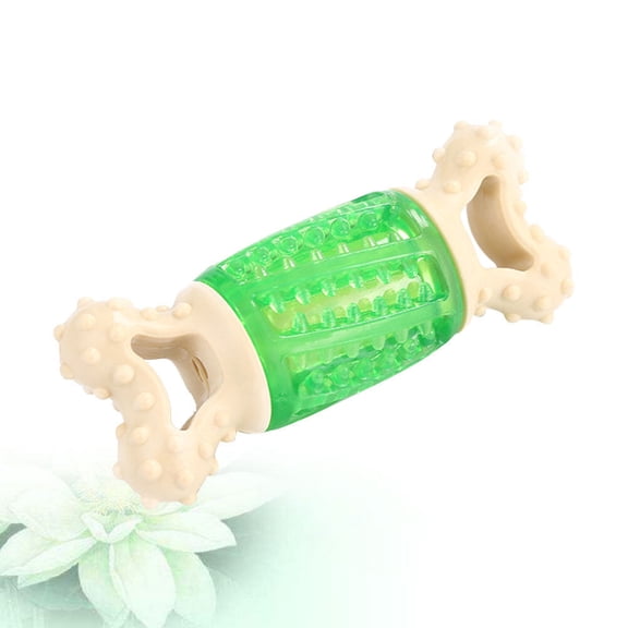 LABSERRON 1Pc Dog Face Pattern Shape Pet Toy Nylon TPR Squeaky Chew Bite Toy for Indoor Playtime 14.5*2.3in Green