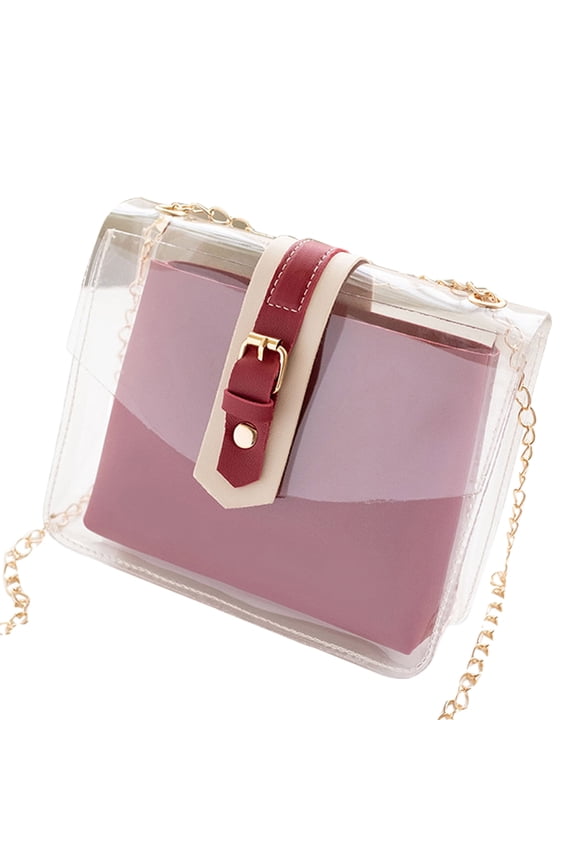 Girls Red Handbag Transparent TPU Evening Party Purse Stylish Womens Fashion Accessory