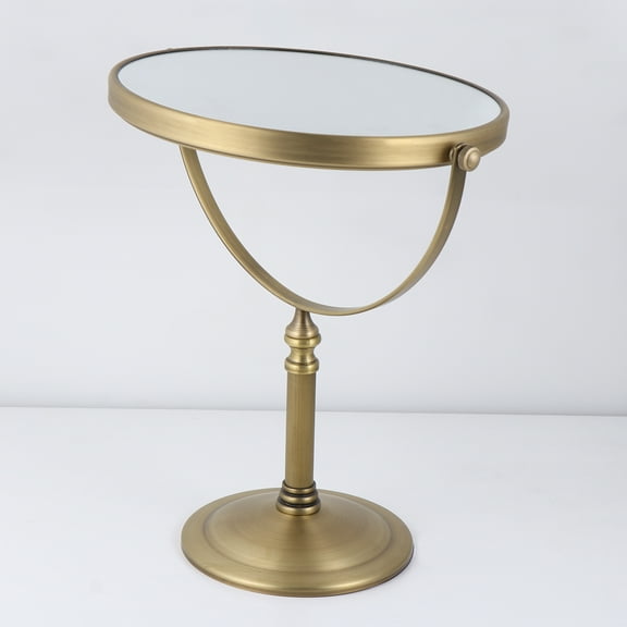 LABSERRON 1Pc Round Golden Tabletop Mirror For Inch Magnify Makeup Mirror