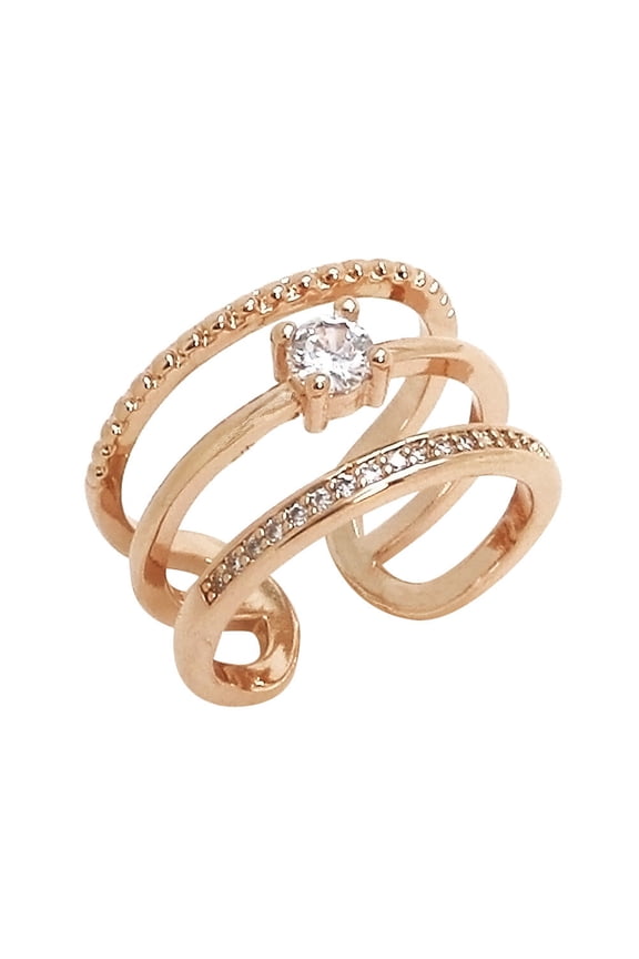 1Pcs Adjustable Open Ring for Women Rhinestone Plating Promise Rings for Her Daily