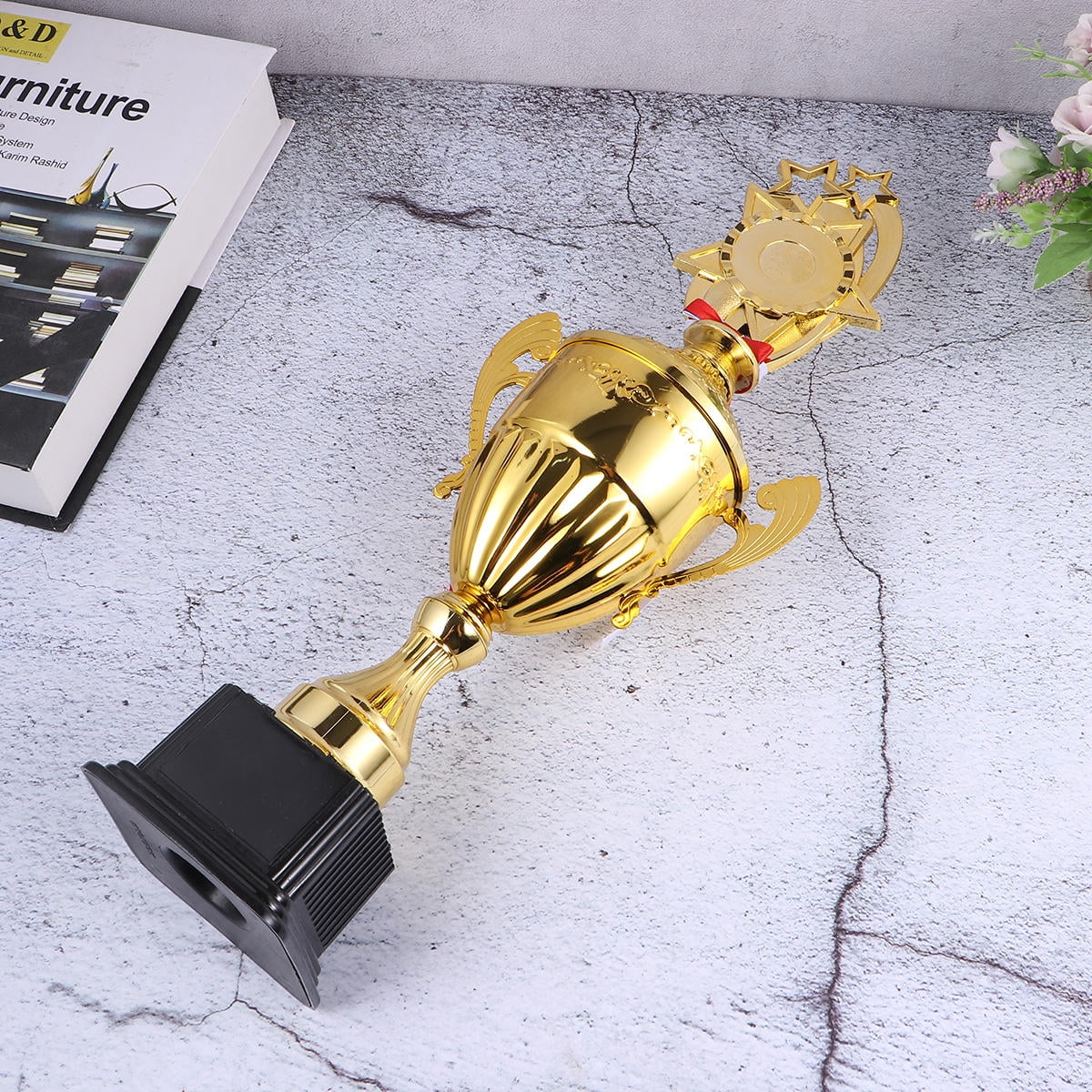 LABSERRON 1Pcs Award Trophies Golden Metal Star For Students And Employees 46x0.7In