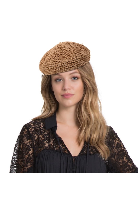 1Pcs Berets Paper Straw Beret Hat Summer Use Beach Vacation 11.8x11.8x3.1in