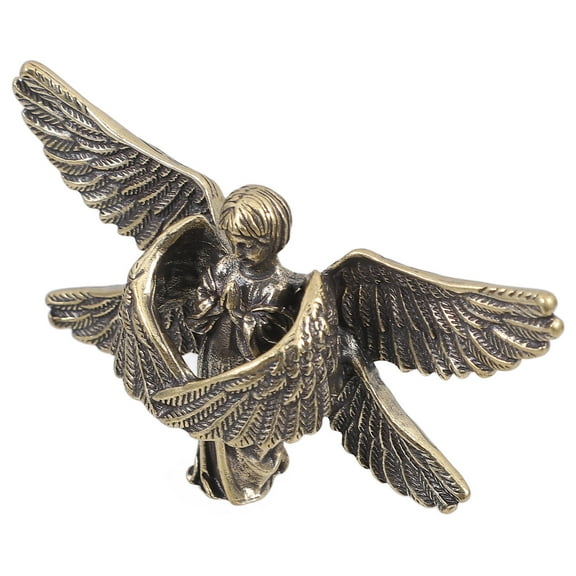 LABSERRON 1Pcs Brass Cupid-Shape Decors Golden Six-Winged Angel for Home and Office