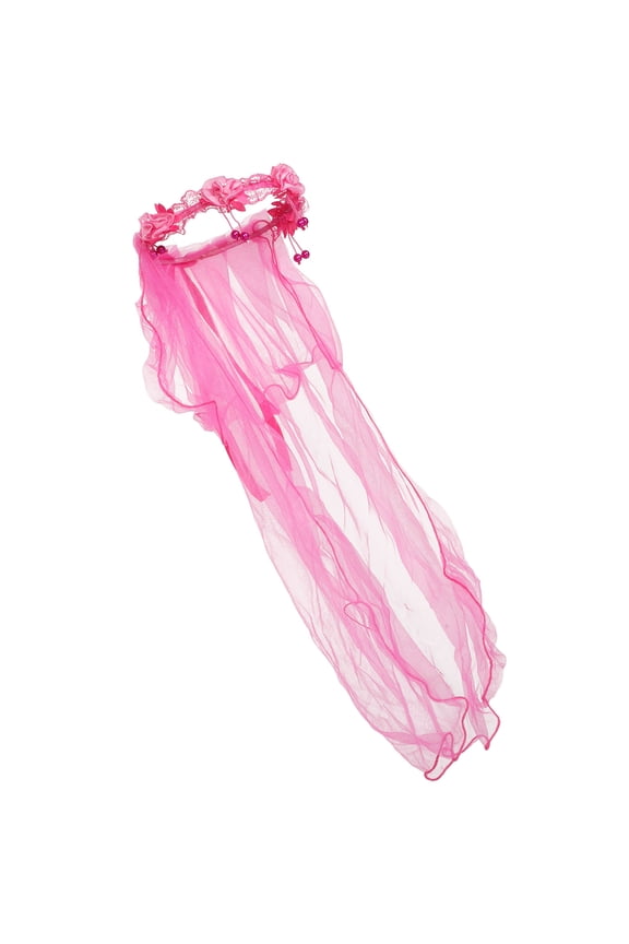 1Pcs Bridal Flower Headband Veil in Rosy for Girls Craftsmanship Wedding Accessory