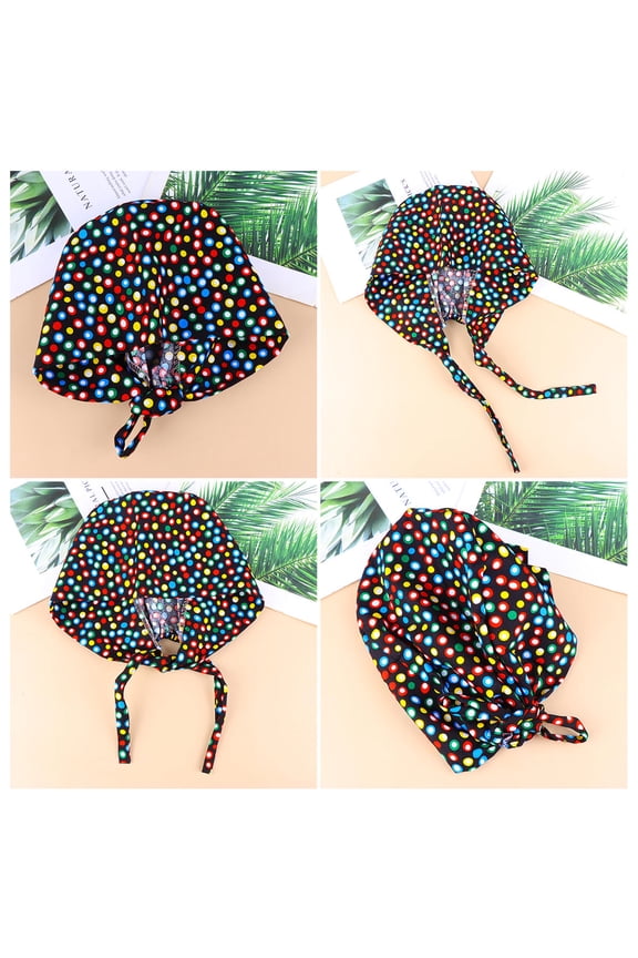 1Pcs Dark Blue Cotton Round Top Printing Hat for and Medical Staff 1Pcs