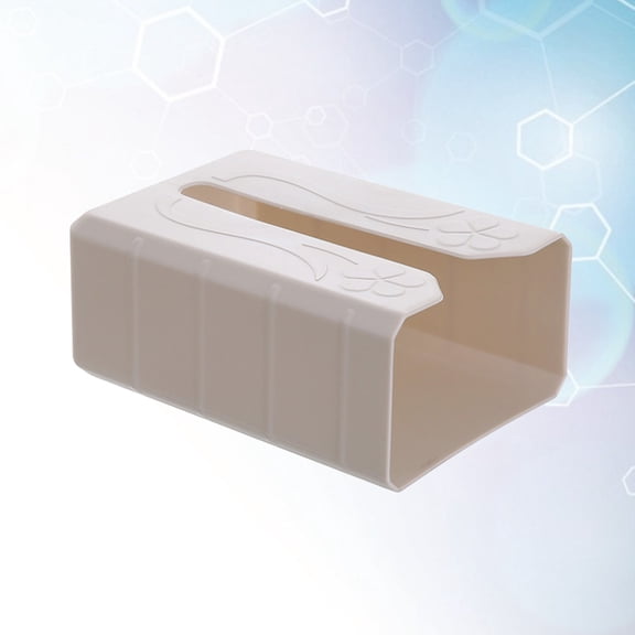 LABSERRON 1Pcs Kitchen Paper Towel Holder Tissue Container Beige Plastic Wall Mounted Adhesive Storage Box