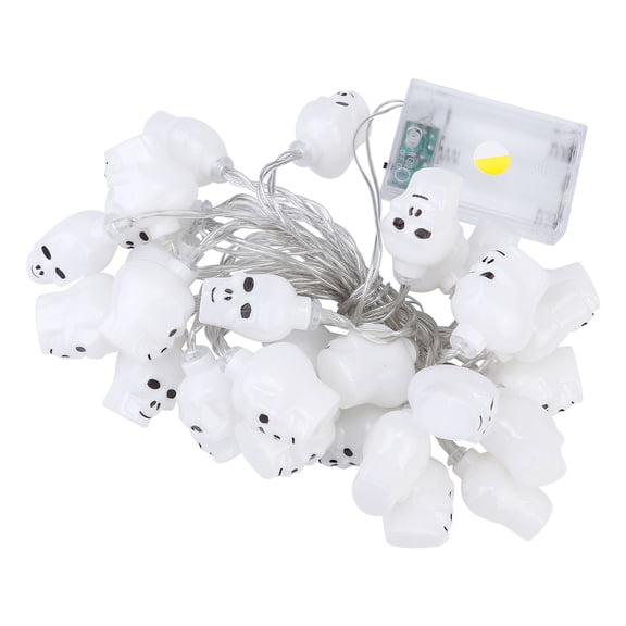 LABSERRON 1Pcs Led String Lights Skull Head Shaped Plastic White 17.7X1.6X1.2in For Indoor Party Decoration
