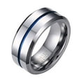 thumbnail image 1 of LABSERRON 1Pcs Mens Stainless Steel Rings for Men Fashion Round Blue Silver 8MM, 1 of 4