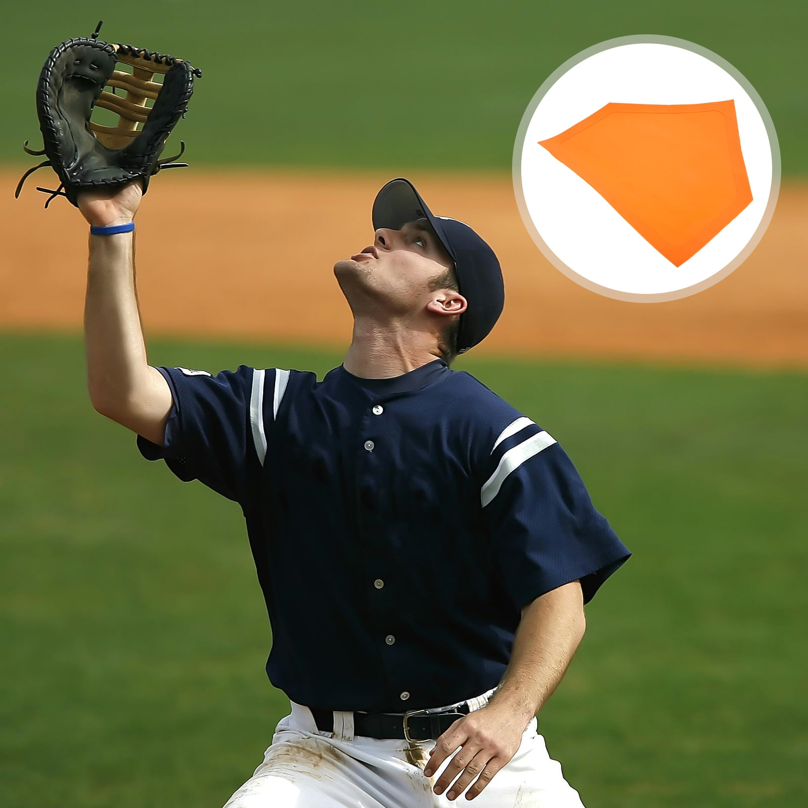 LABSERRON Baseball Bases Baseball Home Plate Orange TPE 1Pcs Portable for Indoor Training