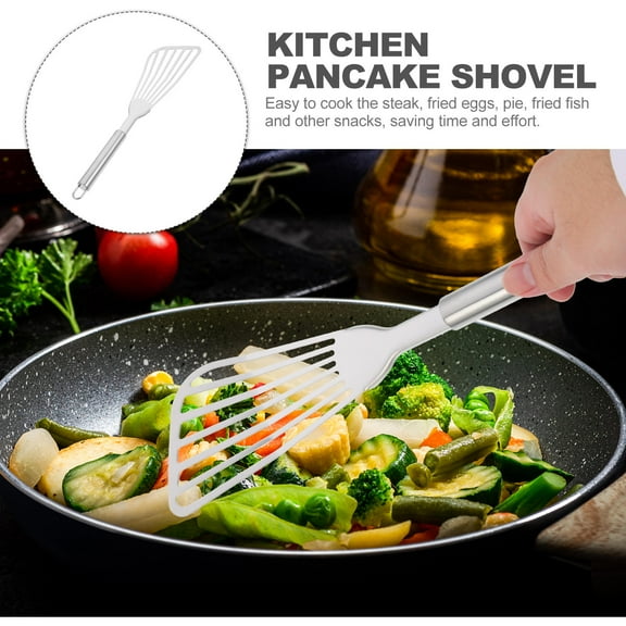 LABSERRON 1Pc Plated Silver Stainless Steel Fried Fish ula with Long Handle for Home Cooking and Steak Frying