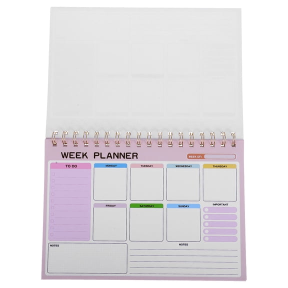 LABSERRON 1Pcs Pink Rectangular Weekly Planner Notepad for Desk Use 9.4X6.5X0.6In