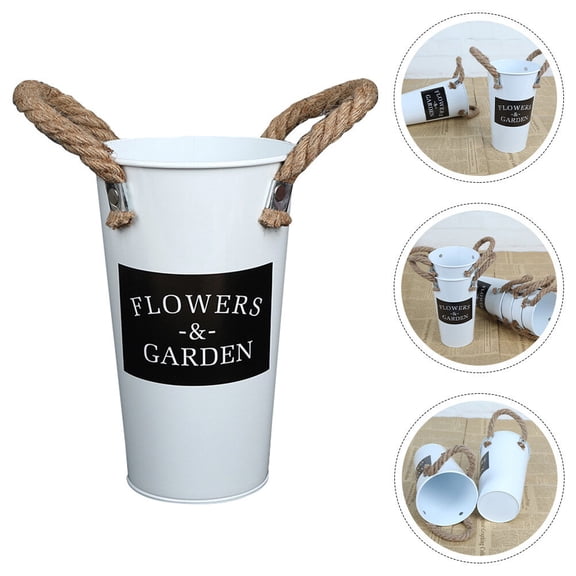 LABSERRON 1Pcs Retro Flowerpot Iron with Chic Design for Homeowners White