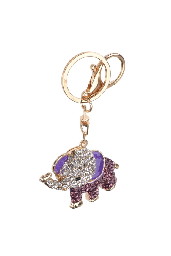 1Pcs Rhinestone Keychain Elephant Shape Keyring Zinc Alloy Sparkly Charm For Daily Use