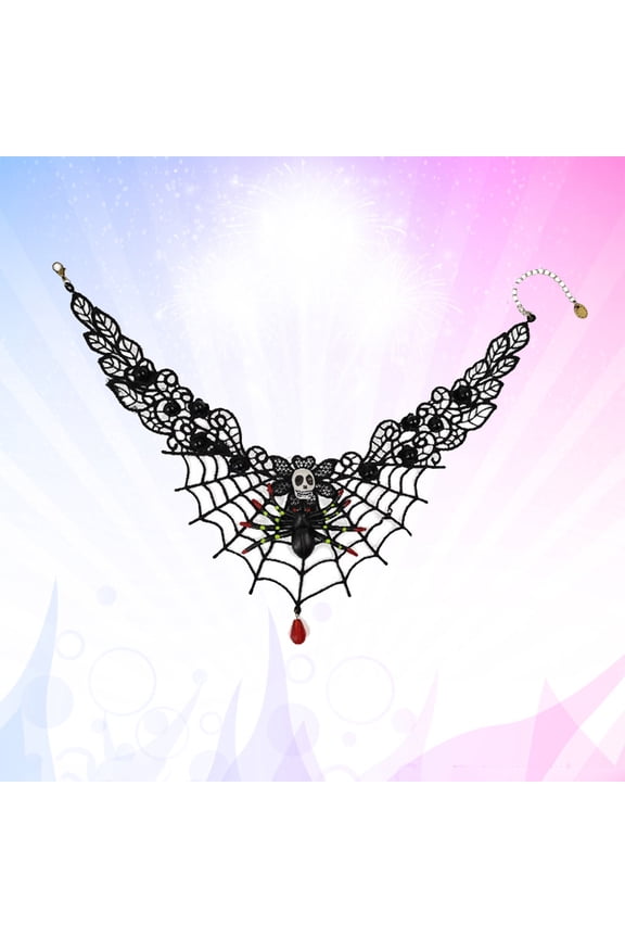 Necklace Pendant Black Alloy Party Accessory with Lace Detail, 27 x 19 x 0.2 cm, Unique Jewelry