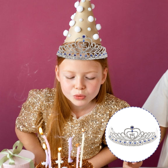 LABSERRON 1Pcs Tiara Crown Rhinestone Blue Keepsake Elegant Birthday Queen Teenagers