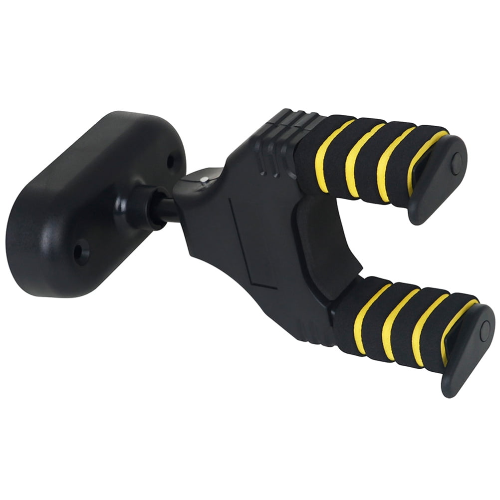 LABSERRON 1Pcs Wall Mount Guitar Hanger Metal Plastic Ukulele Holder Black Yellow 3.7x4.2x7.3in