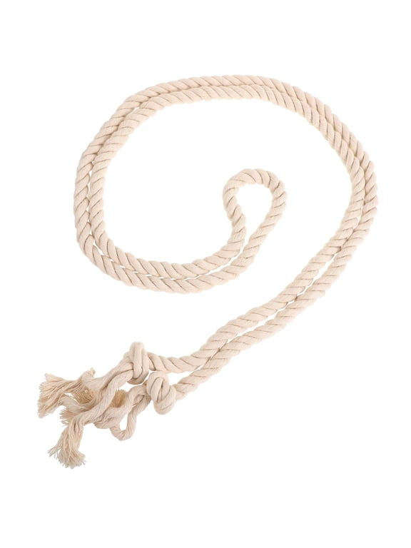 1Pcs Woven Rope Belt Beige Cotton Linen Adjustable Length For Women Everyday Wear