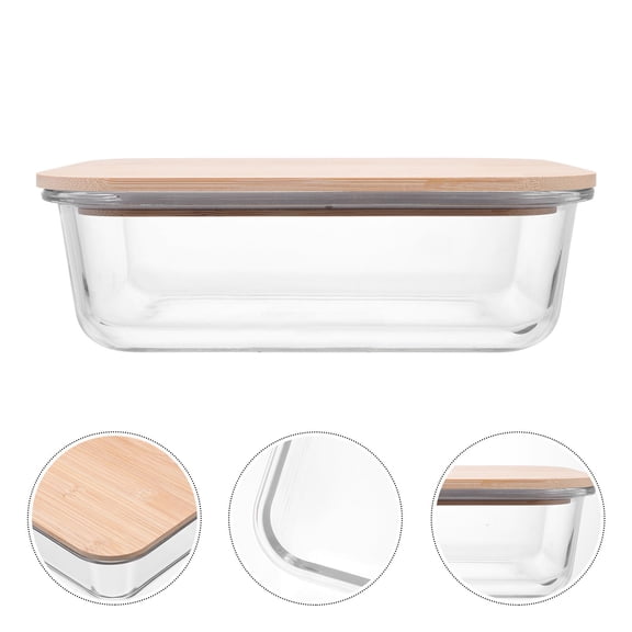 LABSERRON 1Set Bento Lunch Boxes Transparent 22.5X16.8X7.3CM 1520ml Flat Lid Design Prevent Spillage Work School