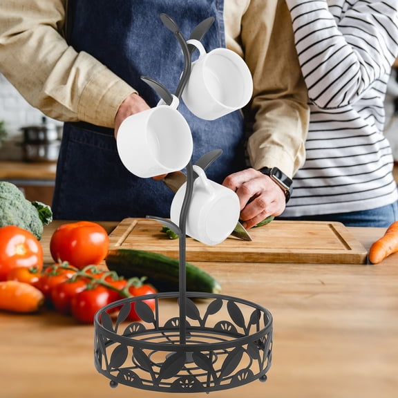 LABSERRON 1Set Black Mug Holder Tree Stand for Cup Storage and Tea Bag Storage 11.8x8.7x8.7in