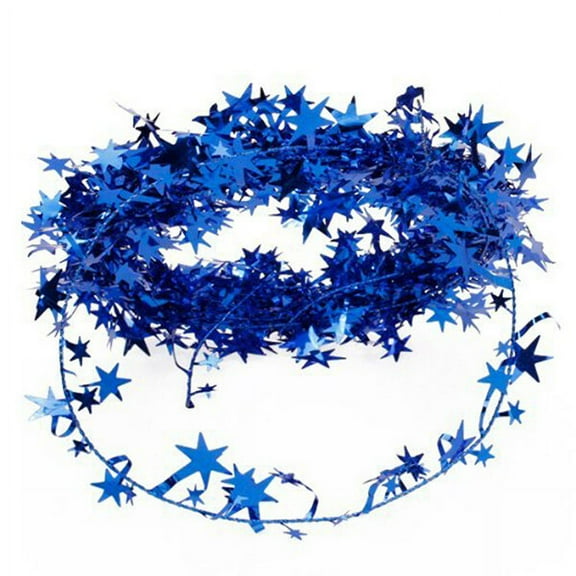 LABSERRON 1Set Blue Star Tinsel Garland Christmas Home Decoration 2.3 Feet