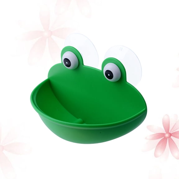 LABSERRON Cartoon Style Green Plastic Soap Holder with Cup Mount for Bathroom and Kitchen Use