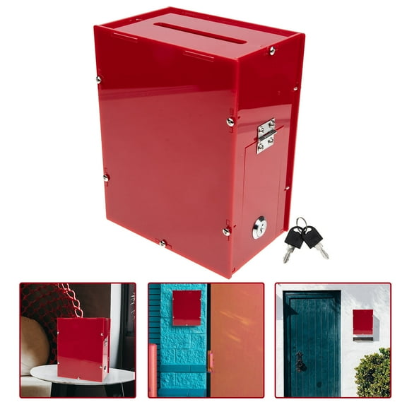 LABSERRON 1Set Decorative Ballot Box in Red Acrylic for 11.8x7.9x3.9in