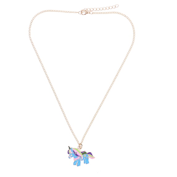 LABSERRON 1Set Dripping Oil Necklace Unicorn Shape Multicolor Cartoon Pendant 3.5x2.7in