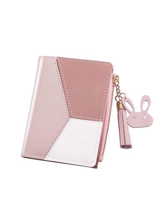 1Set Pink Compact Wallet With Multiple Compartments For Women