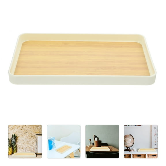 LABSERRON 1Set Rectangular Light Brown PP Tea Tray for Food and Drink Carrying Storage Organizing Items Afternoon Tea
