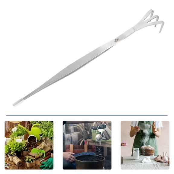 LABSERRON Garden Soil Rake Stainless Steel Rake Gardening Tools For Plant Enthusiasts Silver 1Pcs