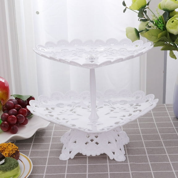 LABSERRON 1Set Square Serving Cake Stand Plastic Food Display White Perfect For Bridal Shower British Afternoon Tea