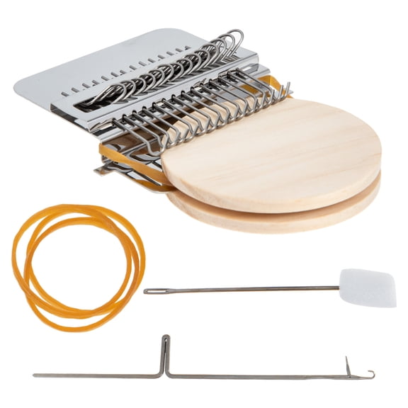 LABSERRON 1Set Weaving Loom Kit for Weekend Craft Activities, Khaki Metal and Wood, Hand Operated Tool