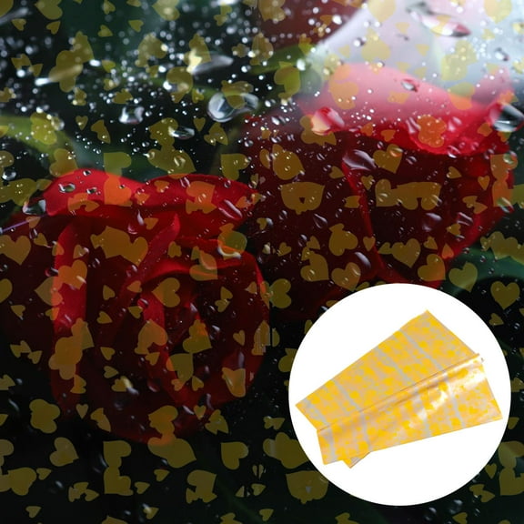 LABSERRON 1Set Yellow PP Flower Wrapping Paper Ultra-Thin Heart-Shaped for Birthday Wedding Holiday