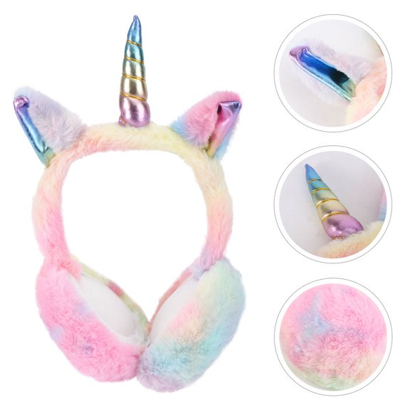 LABSERRON 1pc Plush Cartoon Unicorn Ear Muffs For Winter Warmth Cozy Ear Covers Comfortable Slip Design Present For
