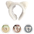 LABSERRON 2-Pack White Plush Cat Ear Headbands, Soft Makeup Headwraps ...