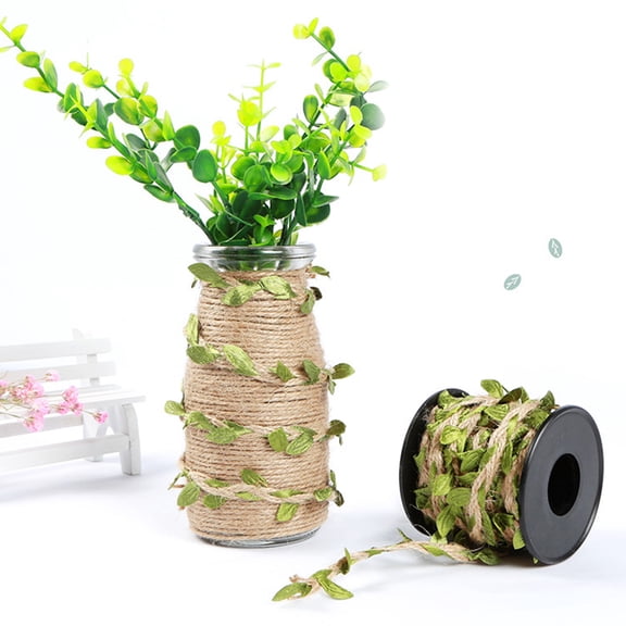 LABSERRON 2 Rolls Practical Diy Rope with Simulation Green Leaves for Wall Decorations in Living Room