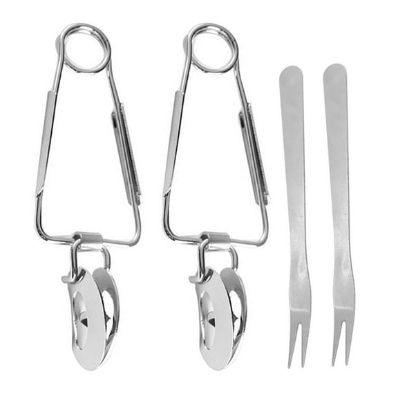 LABSERRON 2 Sets Escargot Tongs And Forks Stainless Steel For Seafood Tools In Home Cooking